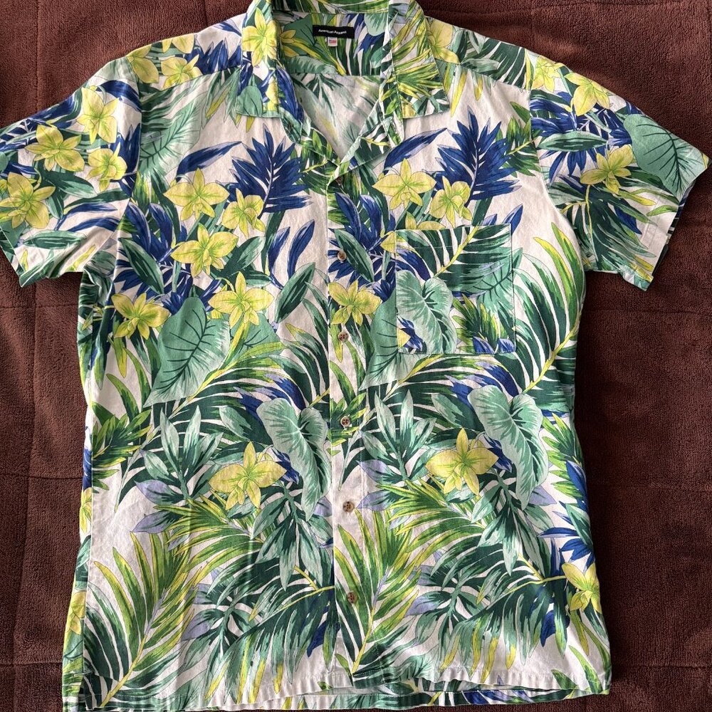 American Apparel Made In USA Hawaiian Aloha Floral Shirt